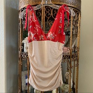 Bebe Deep V Ladies Blouse Ruched Bottom